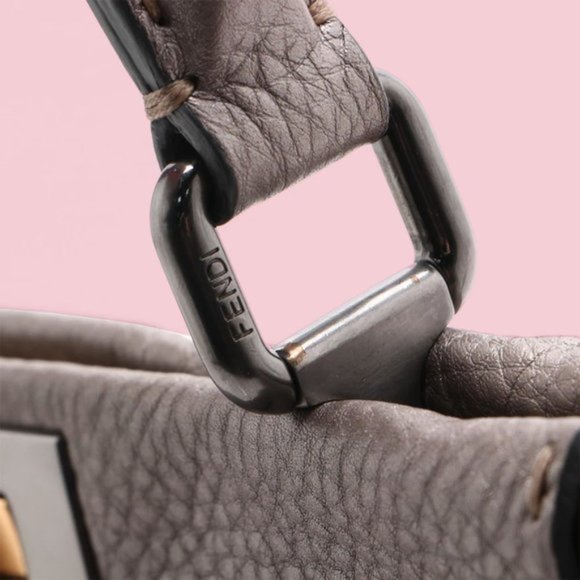 Fendi Medium Gray Leather Selleria Peekaboo Bag - Picture 9 of 13